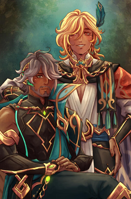 FULLY RENDERED HALF BODY ( 2 CHARACTERS )