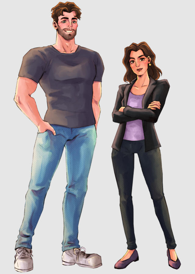 FULLY RENDERED FULL BODY ( 2 CHARACTERS )